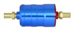 BULLET FUEL FILTER 12mm-12mm (Blue) with mounting clips