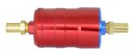 BULLET FUEL FILTER 12mm-12mm (Red) with mounting clips