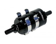Bullet Fuel Filter 12mm in-out (Black) with mounting clips, 10 Micron