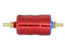 BULLET FUEL FILTER 8mm-8mm (Red) with mounting clips