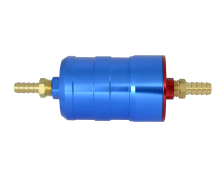 BULLET FUEL FILTER 10mm-8mm (Blue) with mounting clips