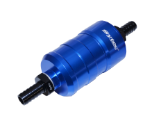 BLUE Bullet Fuel Filter ,10mm in-out with mounting clips, 10 Micron