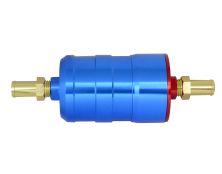 BULLET FUEL FILTER 12mm-12mm (Blue) with mounting clips