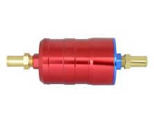 BULLET FUEL FILTER 12mm-12mm (Red) with mounting clips