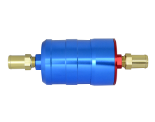 BULLET FUEL FILTER 15mm-15mm (Blue) with mounting clips