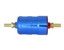 BULLET FUEL FILTER 10mm-8mm (Blue) with mounting clips